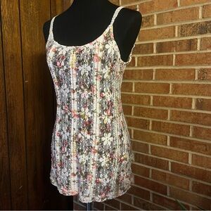 Cottagecore Y2K White Floral Lace Trim Pintuck Cami Top Sheer Juniors S Fairy